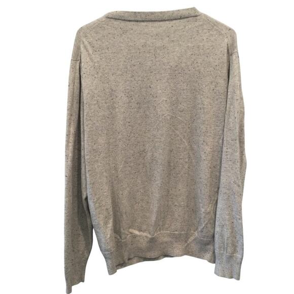 J.Crew Popover Sweater Mens XL Cotton Silk Blend Gray Heathered 1/4 Button Neck - Picture 7 of 9